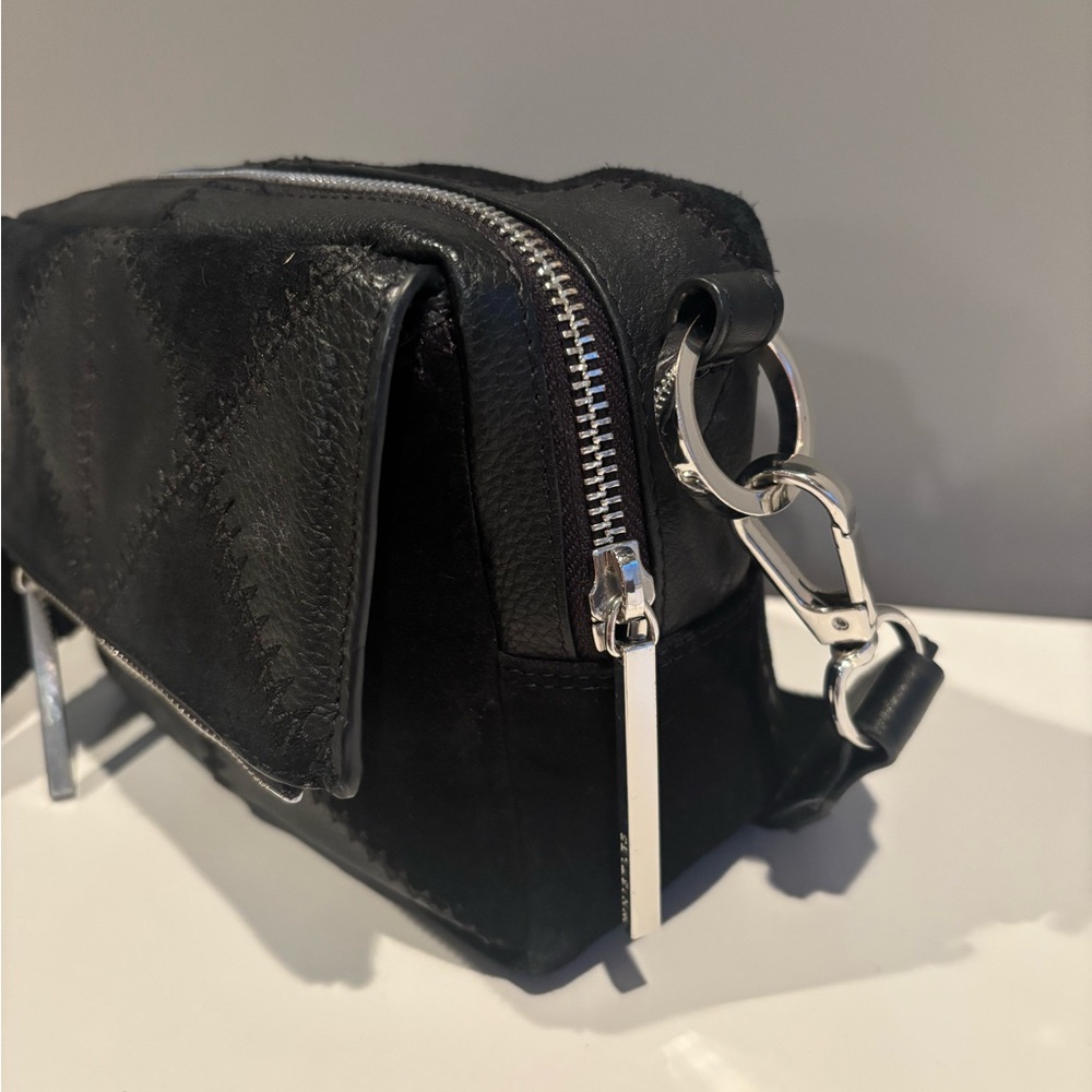 Whistles Black Quilted Patchwork Crossbody Bag - Picture 6 of 13